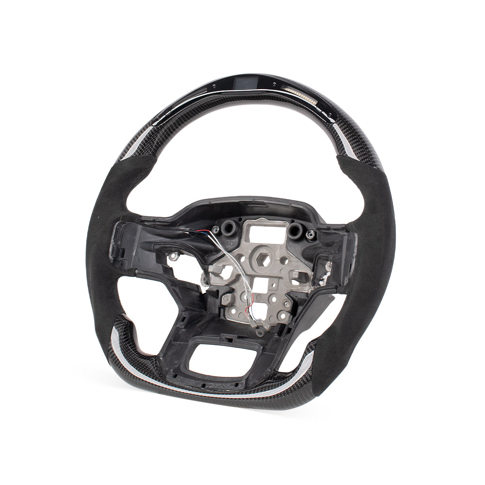 2021-2024 FORD F150 RAPTOR III IN GLOSS CARBON FIBER STEERING WHEEL WITH LED RACE DISPLAY & ALCANTARA GRIP