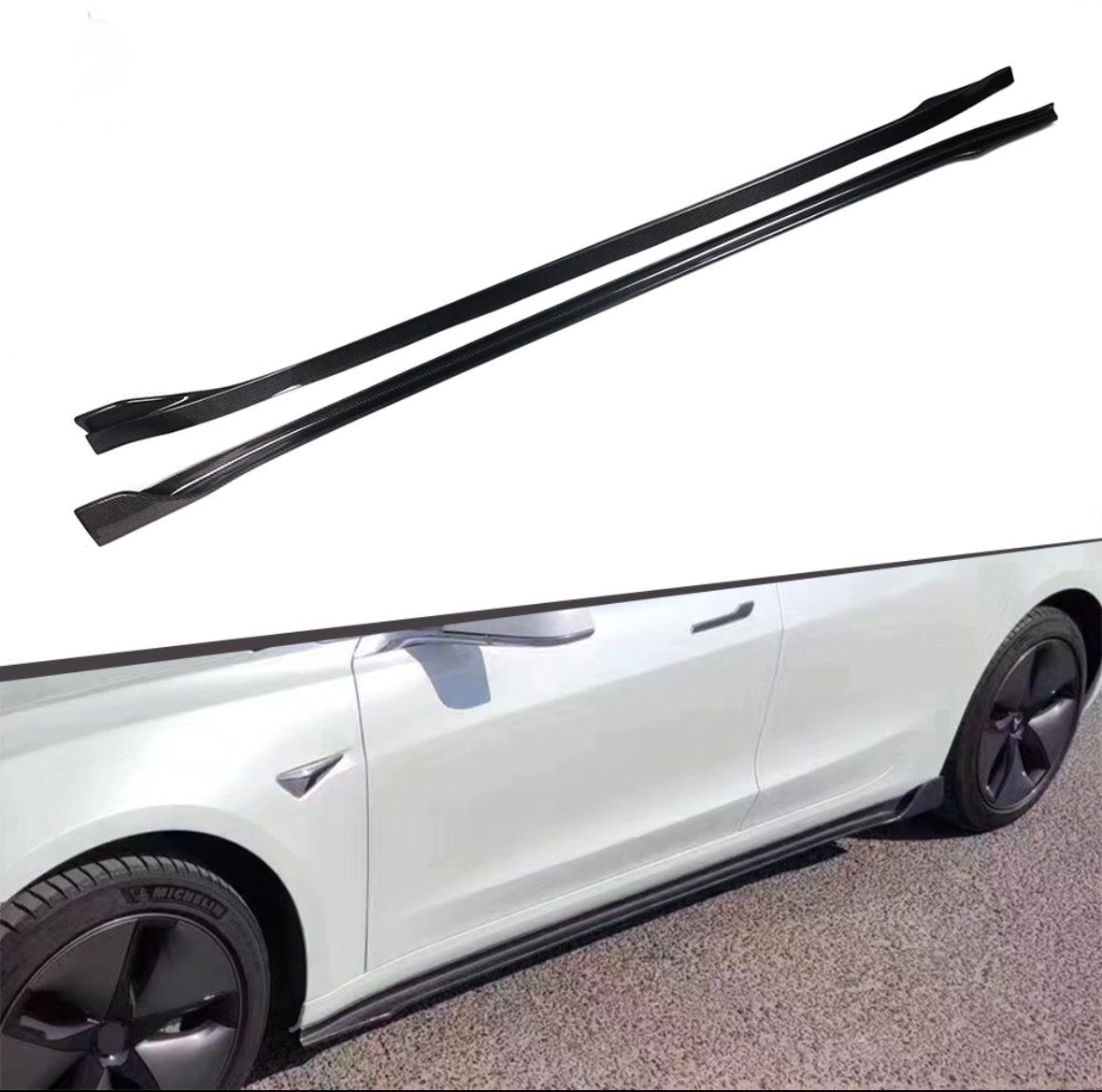 TESLA MODEL 3 V TYPE CARBON SIDE SKIRTS