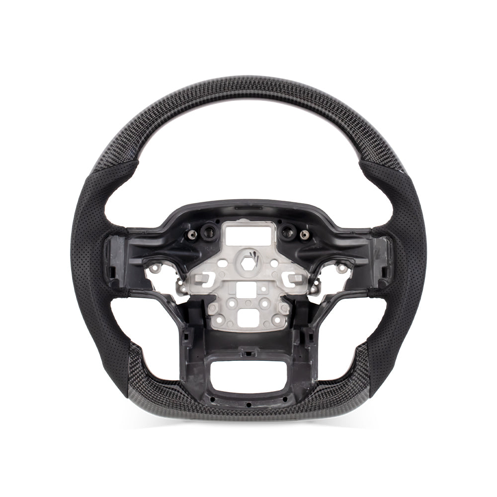2021-2024 FORD F150 RAPTOR III IN GLOSS CARBON FIBER STEERING WHEEL & NAPPA PERFORATED LEATHER GRIP