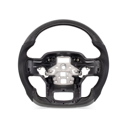 2021-2024 FORD F150 RAPTOR III IN GLOSS CARBON FIBER STEERING WHEEL & NAPPA PERFORATED LEATHER GRIP