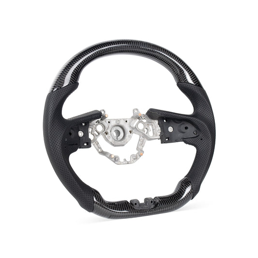 NISSAN GTR 2016-2024 GLOSSY CARBON FIBER BLACK NAPPA LEATHER STEERING WHEEL