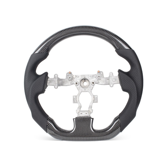 NISSAN GTR 2007-2016 GLOSSY CARBON FIBER BLACK NAPPA LEATHER STEERING WHEEL