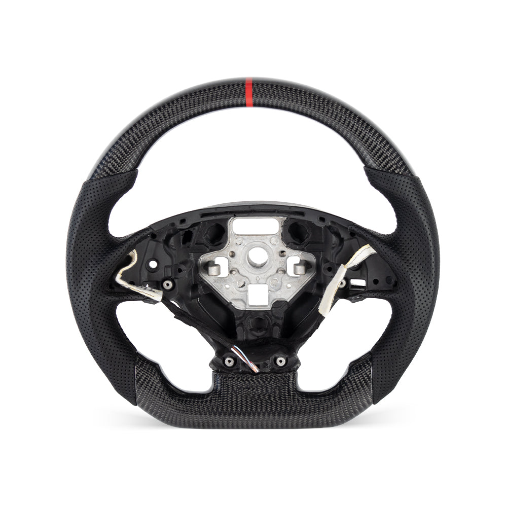 2014-2019 CORVETTE C7 FLAT BOTTOM STEERING WHEEL IN GLOSS CARBON & NAPPA PERFORATED LEATHER