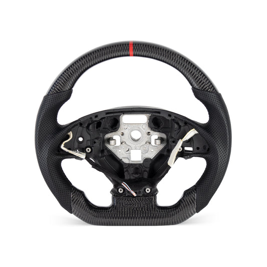 2014-2019 CORVETTE C7 FLAT BOTTOM STEERING WHEEL IN GLOSS CARBON & NAPPA PERFORATED LEATHER