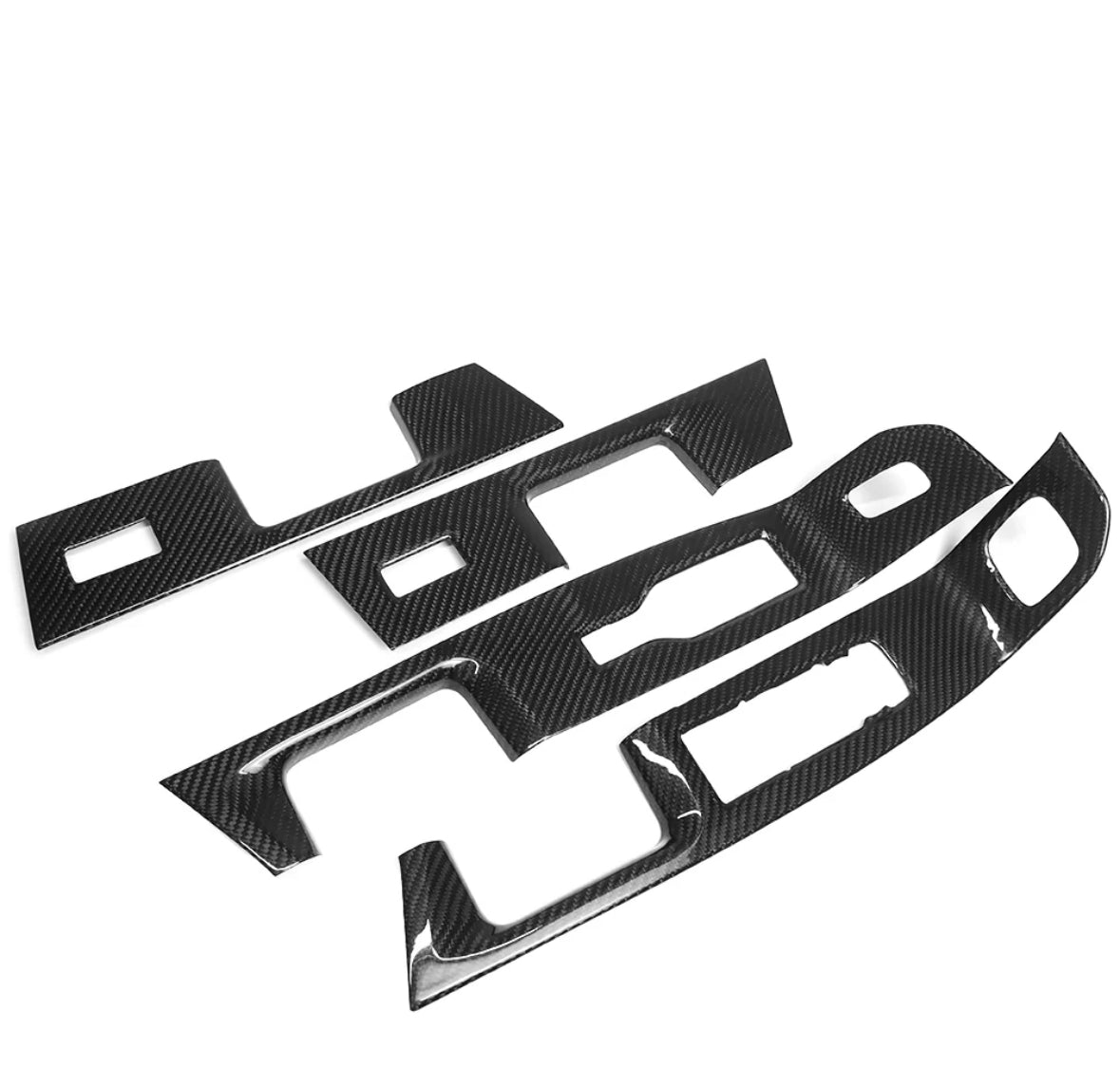 2021-2024 FORD F150 RAPTOR ADHESIVE GLOSSY CARBON FIBER WINDOW LIFT PANEL 4-PIECE SET