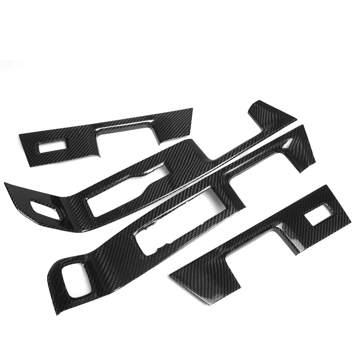 2021-2024 FORD F150 RAPTOR ADHESIVE GLOSSY CARBON FIBER WINDOW LIFT PANEL 4-PIECE SET