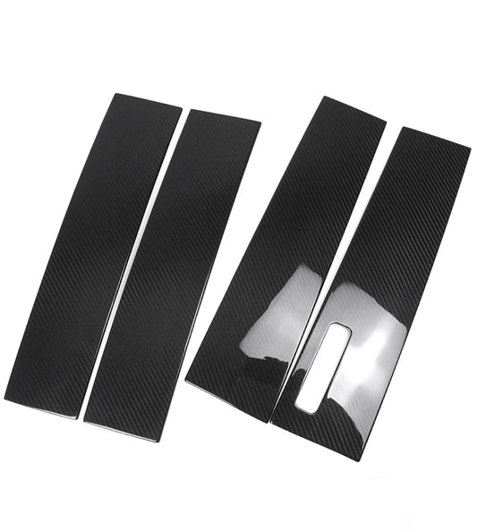 2021-2024 FORD F150 RAPTOR ADHESIVE GLOSSY CARBON FIBER WINDOW B-PILLAR TRIM 4-PIECE SET