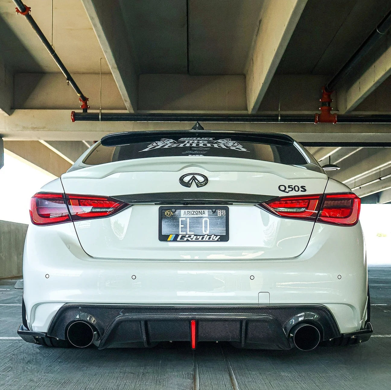 Infiniti Q50 2018+ Carbon Fiber Rear Diffuser with Rain Light โ Carbon ...
